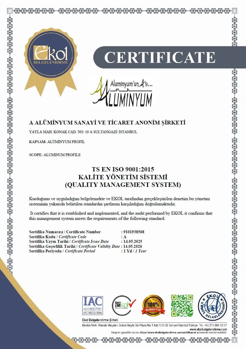 Quality Management System certificate
